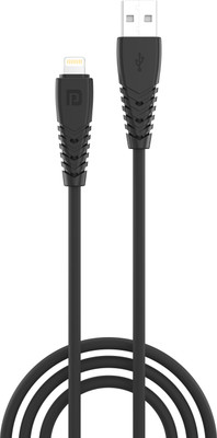 Portronics Lightning Cable 3 A 1 m POR-655 Konnect Core(Compatible with Mobile, Black, One Cable)