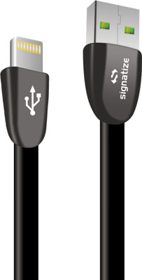 SIGNATIZE Lightning Cable 2.4 A 1.5 m 2.4A ios USB Data & Charging Cable, Made in India, 480Mbps Data Sync, Strong & Durable 1.5-Meter Nylon Braided USB Cable for ios USB Devices - (Black)(Compatible with mobile, Black)