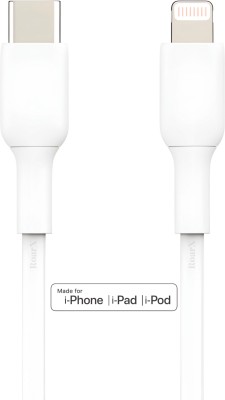 RoarX Lightning Cable 1 m PVC Lightning to Type C PD Fast Charging for iPhone, iPad, Airpods(Compatible with iPhone XS iPhone 11 iPhone 12 iPhone 13 iPhone 14 PRO MAX Series iPad & iPod, White, One Cable)