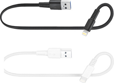 Ekon Lightning Cable 3 A 0.2 m IPhone Power Bank Fast Data Cable(Compatible with All IPhone & IPad Devices, White, Black, One Cable)