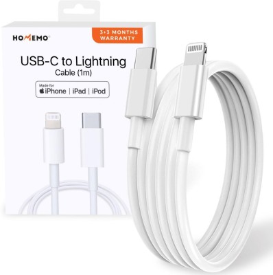 HOMEMO Lightning Cable 6 A 1 m Type C to Lightning Cable, Fast Charge Cord Wire Lead USB C Fast Charging(Compatible with iPhone 6/6S/7/7+/8/8+/10/11/12/13, iPad Air/Mini, iPod, and iOS Devices, For IPhone 15&14&13&12&12 Pro&11&XR&XS&X&8&8 Plus&I Pad&Air Pods, One Cable)