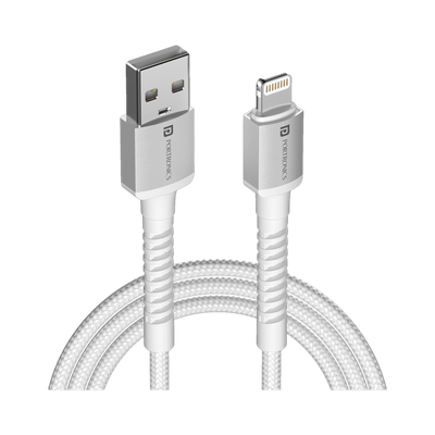 Portronics Lightning Cable 3 A 1 m Konenct X USB to 8 PIN Fast Charging with 1M Length(Compatible with Smartphones, Tablets, White, One Cable, USB Type A To Lightning, 18 W)