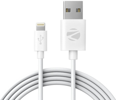 ZEBRONICS Lightning Cable 3 A 1 m ZEB-ULC100(Compatible with Mobile, Tablet, Laptop, White, One Cable)