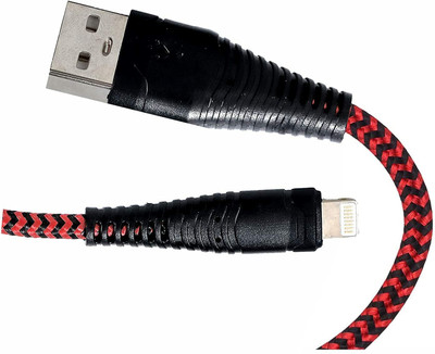 BOLT Lightning Cable 1 m Nylon Braided USB Lightning Cable Data Sync & Fast Charging Cable(Compatible with iPhone, iPad, Red)