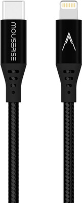 Mouserise Lightning Cable 3 A 1 m NA MRV0L10201(Compatible with iPhone 14, iPhone 13, iPhone 12, iPad, Black, One Cable)