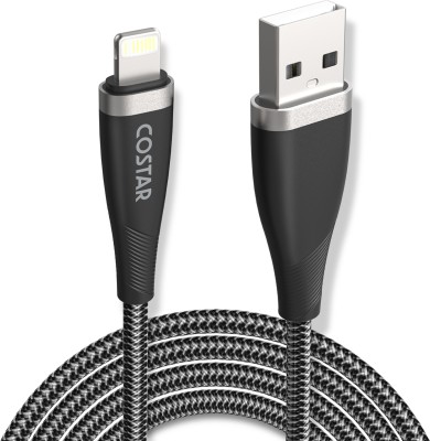 Costar Lightning Cable 2 A 1.5 m Nylon Braided 3A Apple iPhone Charge Cable Cord USB Power Fast Charging Data Sync Transfer Cord(Compatible with iPhone 14, 13, 12, 12, 11, X, iPad and other iPhone, Active Black, One Cable)
