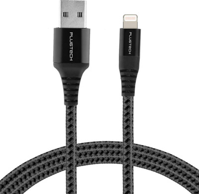 Plugtech Lightning Cable 3 A 1 m Premium Braided Sync and Charge USB To 8 Pin Lightning Charging Cable(Compatible with Mobile, Tablet, Grey, One Cable)