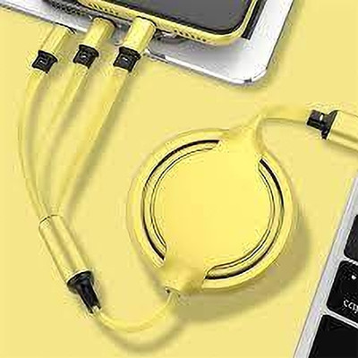 5SUPREME Lightning Cable 3 m foldable cable 3 in 1 Charging Data Cable High Speed awq15(Compatible with Multi - Text, Multicolor, One Cable)