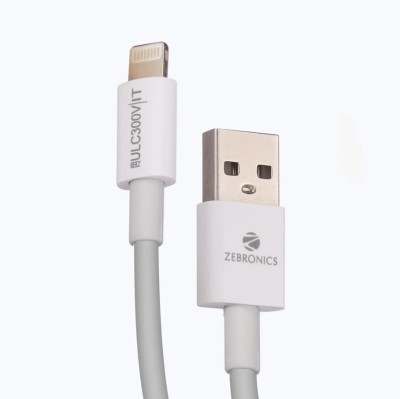 ZEBRONICS Lightning Cable 3 A 1 m ZEB ULC300V(Compatible with All Iphone, ipod, ipad with lighting cable port, White, One Cable)