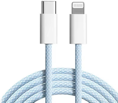 Punnkk Lightning Cable 1 m Braided USB C to Lightning-Fast Charging Data Sync. Cable(Compatible with iPhone 14 Series/13 Series/12 Series/11 Series, Blue, One Cable)