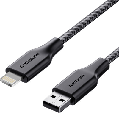 Ambrane Lightning Cable 1.5 m RCL-15(Compatible with All type of iOS devices, Black, One Cable)