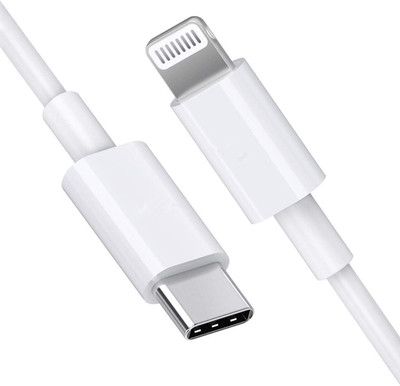 MAK Lightning Cable 2.4 A 1.1 m USB C to Lightning Fast Charging With Data Sync Cable Supports iOS Devices(Compatible with mobile, White, One Cable)