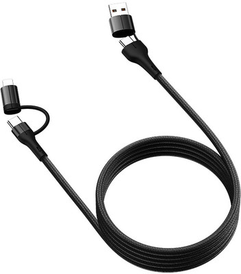 Verilux Magnetic Charging Cable 1.5 m Magnetic 4 in 1 Type C Cable 60W 4.92Ft Fast Charging Data Sync(Compatible with Mobile,Tablet,Laptop, Black, One Cable)