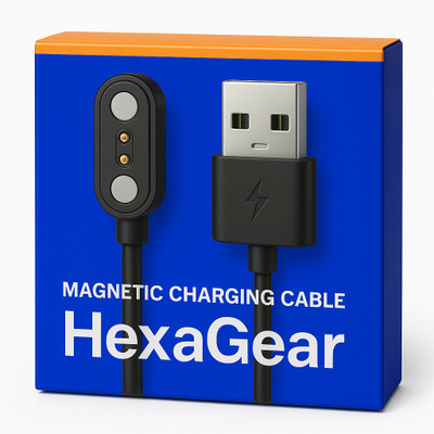 HexaGear Magnetic Charging Cable 1.5 A 1 m Metal Briaided Original Smart Watch Magnetic Charging Cable DO NOT WORK ANY OTHER SMART WATCH v1.102(Compatible with Fastrack Revoltt FS1 Pro, F FS1 Pro, Limitless FS1+, Black, One Cable)