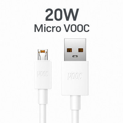 ULTRAWARP Micro USB Cable 4 A 1 m oem 20W 5V/4A MICRO VOOC CHARGER CABLE(Compatible with Oppo F9 Pro, R7, R9 F11 Pro, Realme 3 PRo, White & Yellow, One Cable)