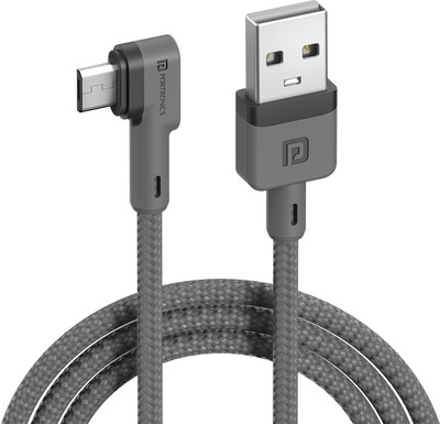 Portronics Micro USB Cable 2 A 1.2 m POR-1079 Konnect L(Compatible with All Phones With Port, Grey, One Cable)