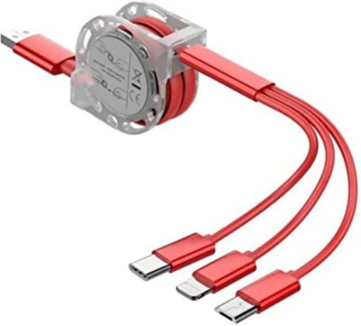 TecSox Micro USB Cable 1 m T-3in1cable-R1(Compatible with Mobile, Laptop, Tablet, Mp3, Gaming Device, Red)