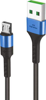 SIGNATIZE Micro USB Cable 4 A 1.2 m 4A Micro USB Data & Charging Cable, Made in India, 480Mbps Data Sync, Strong & Durable 1.5-Meter Nylon Braided USB Cable for Micro USB Devices - (Black)(Compatible with mobile, Blue)