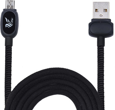 IAIR Micro USB Cable 1.25 m D12 Braided Rounded USB Cable with LED Light Charging Indicator(Compatible with Android Phones, Bluetooth Devices, Compatible with All Phones With Micro USB Port, Black, One Cable)
