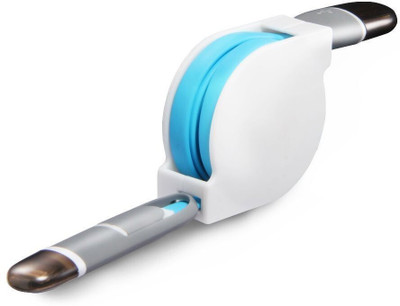 IGADG Micro USB Cable 1 m 2 IN 1 Retractable Data Cable with Micro USB and Lightning Ports(Compatible with iPhone, Android, iPad, Tablet, Blue)