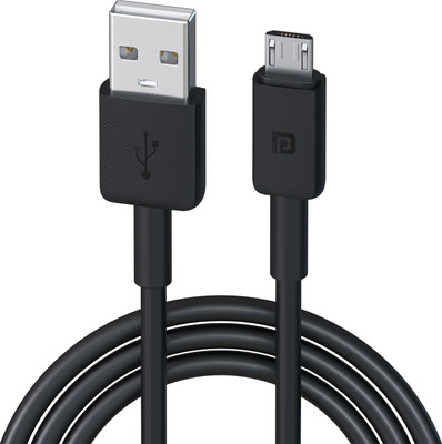 Portronics Micro USB Cable 3 A 1 m Konnect Link Fast Charging Cable with 480mbps Data Transfer(Compatible with Android and Other Micro USB Supported Devices, Black, One Cable)