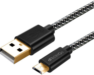 POWERUP Micro USB Cable 2 A 1.5 m Copper Nylon Material PUP-MUC-15BK(Compatible with Mobile, Tablet, Black, One Cable)