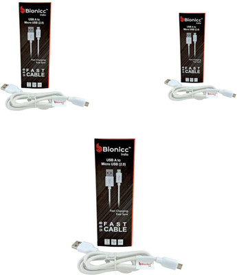 BIONICC INDIA Micro USB Cable 2 A 1 m USB, Micro USB, USB 2.0(Compatible with Mobile, Bluetooth Device, Pack Of 3, Pack of: 3)