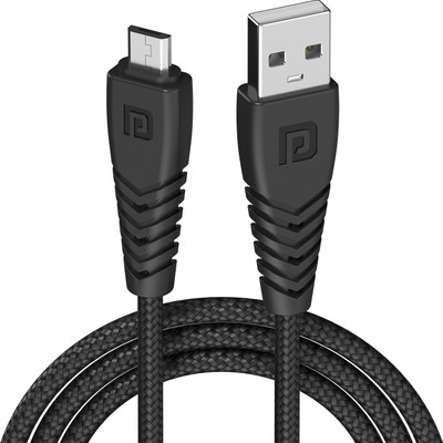 Portronics Micro USB Cable 2 A 1 m Nylon Braided Konnect B(Compatible with Mobile, Computer, Black, One Cable)