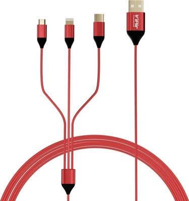 IAIR Micro USB Cable 1.25 m D14 3 in 1 Right Angled Multi USB Charging Cable(Red)(Compatible with Android Phones, Bluetooth Devices, Feature Phones, Red, One Cable)