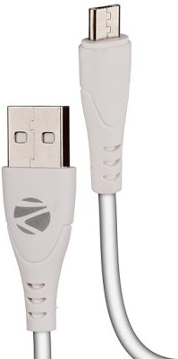 ZEBRONICS Micro USB Cable 1 m MU240(Compatible with Charging Adapter, Smartphone, White, One Cable)