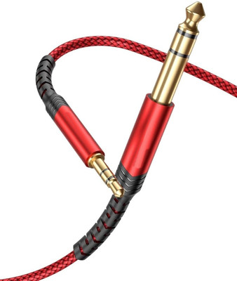 Zorbes Mono Audio Cable 3.5 m 3.5mm to 6.35mm Stereo Audio Cable, 6.35mm 1/4 Male to 3.5mm 1/8 Male TRS(Compatible with Jack 4FT for Guitar, iPod, Laptop, Home Theater Devices, Speaker and Amplifiers, Red)