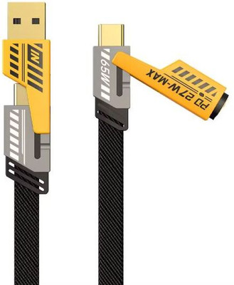 TECHGEAR Power Sharing Cable 1.2 m 4 in 1 Convertible Metal Fast Data Cable, Braided Cable 65W USB C USB A, Multiple Charging Cable(Compatible with Type C Lightning,Type A Phone & Laptop, Black)