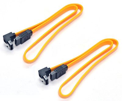 TAAPSEE Power Sharing Cable 0.4 m 2-Pieces SATA Data Cable, 90 Degree Right Angle SATA III Cable with Locking Latch(Compatible with HDD, SSD, CD and DVD Drives, Yellow, Pack of: 2)