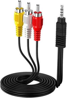 Muchoconnect  TV-out Cable 3.5mm to rca cable | AV cable for TV designed for analog audio & composite video(Black, For TV)