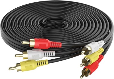 HI-PLASST RCA Audio Video Cable 5 m 3RCA Male to 3RCA Male Stereo Audio Video Cable Composite Audio Video Av Cable Stereo Audio Video Cable 3 to 3 RCA Male Audio Plug Video for DVD VCD TV Amplifier Projector 5 M(Compatible with TV, AV receiver,, DTH, amplifier, radio, Black, One Cable)