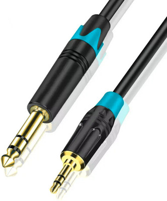 EKAAZ Stereo Audio Cable 15 m Golden Pin 1/4 TRS to 1/8 Stereo Cable, 3.5mm TRS Stereo to 1/4 inch TRS Mono Cable(Compatible with mobile, Black)