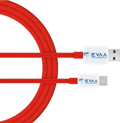 EVAAENTERPRISES Type C 6 A 1 m Nylon Braiding USB-C RED-100W(Compatible with Type-C Devices, Red, One Cable)