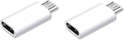 Aenoko Type C 0.01 m USB 3.1 Type C Female to Micro USB Type B 2.0 Male Data Sync Adapter and Without Cable Charging Connector for Smartphones and Tablets(White) [PACK OF 2](Compatible with Mobile, White, Pack of: 2)