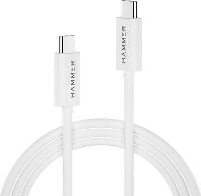 Hammer Type C 1.5 m Length 100W Fast Chraging Cable,Rapid Data Transfer Type C to C Cable(Compatible with all Type C enabled devices, White, One Cable)