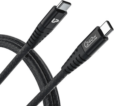 Ultraprolink Type C 2 A 1.5 m Metal 240W Type C-C Fast charging cable UL1163BLK-0150(Compatible with Compatible with All USB Type C Supported Devices, Black, One Cable)