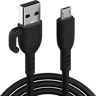 Portronics Micro USB Cable 3 A 1 m Konnect Core 3 USB-A to Micro Cable,Inbuilt Cable Management Hook,3A(Compatible with Smartphones, Black, One Cable)
