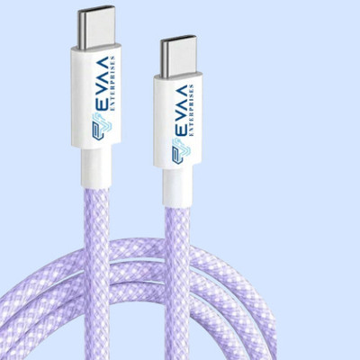 EVAAENTERPRISES Type C 6 A 1 m Nylon Braiding sleek and long Type-C Cable(Compatible with All Type-C Devices, Lavender, One Cable)