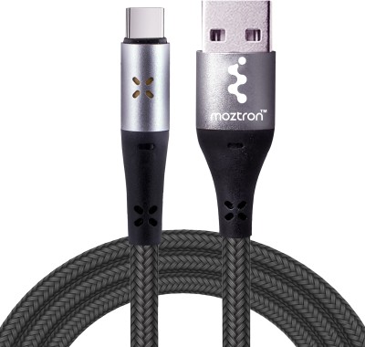 MOZTRON USB Type C Cable 3.5 A 1 m Nylon Bairded MCTB19(Compatible with Samsung S23 Ultra, S22, Galaxy Fold and all other smart Phones., Fast Charging, Black, One Cable)