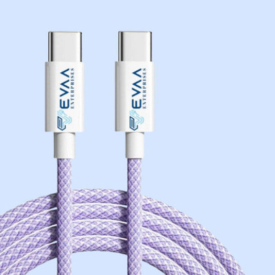 EVAAENTERPRISES Type C 6 A 1 m Nylon Braiding High Power Type-C Data Cable(Compatible with All Type-C Devices, Lavender, One Cable)