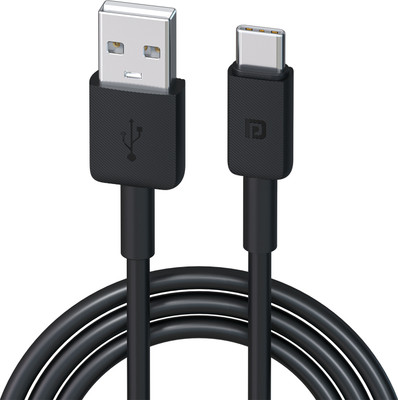 Portronics Type C 3 A 1 m Konnect Link Type C Fast Charging Cable(Compatible with Smartphones, Black, One Cable)