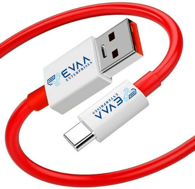 EVAAENTERPRISES Type C 6 A 1 m Nylon Braiding 100w USB-C fast cable for charging and Sync(Compatible with All Type-C Devices, Red, One Cable)
