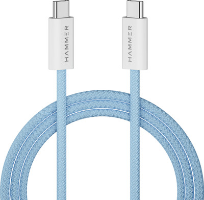 Hammer Type C 1.5 m Length 65W Fast Chraging Cable, Data Sync,Type C to C Cable(Compatible with All Type C enabled devices, Blue, One Cable)