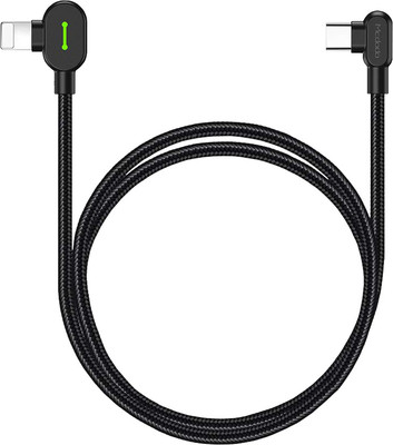 FreshDcart Lightning Cable 3 A 1.8 m Type-C to Lightning Data Cable with 90 Degree Design 3A Fast Charging Nylon(Compatible with i phone, Black, One Cable)