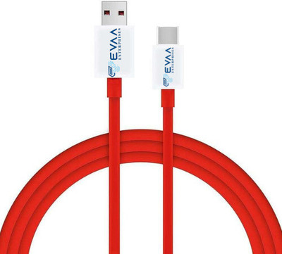 EVAAENTERPRISES Type C 6 A 1 m Nylon Braiding USB A-USB C Red Data Cable(Compatible with All Type-C Devices, Red, One Cable)