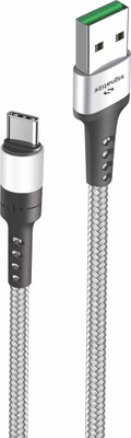 TP TROOPS Type C 1 m USB Type C 65W/3A Fast Charging Nylon Braided Data Sync USB C Cable Quick Charge 3.0 Compatible(Compatible with Tablets, Mobiles, Silver, One Cable)